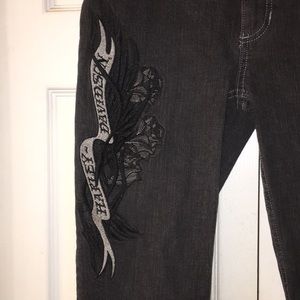 Harley Davidson 2008 Black Embroidered jeans. Sz 8